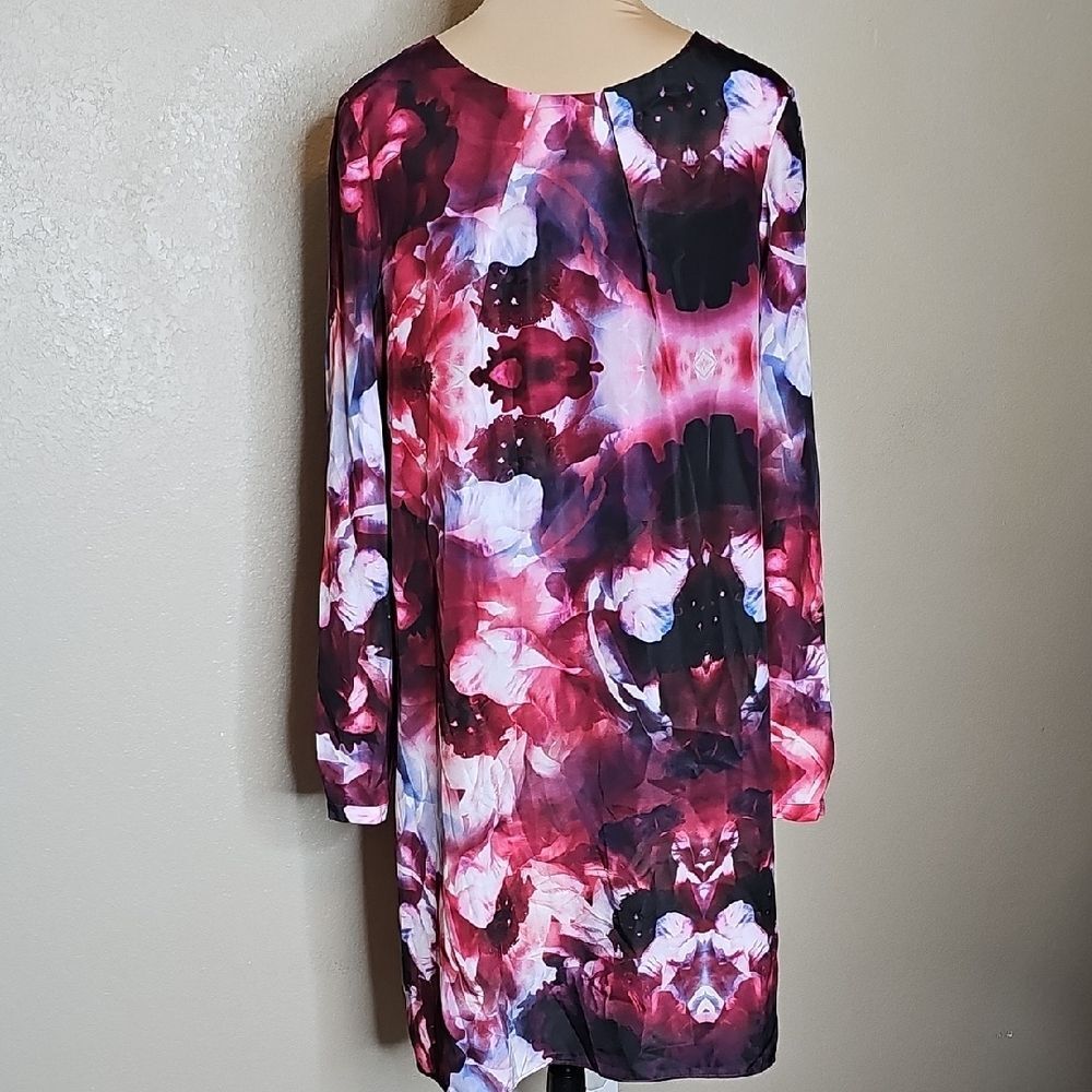ANTONIO MELANI Multicolor Long Sleeve‎ Dress 10 Floral Purple Red Black